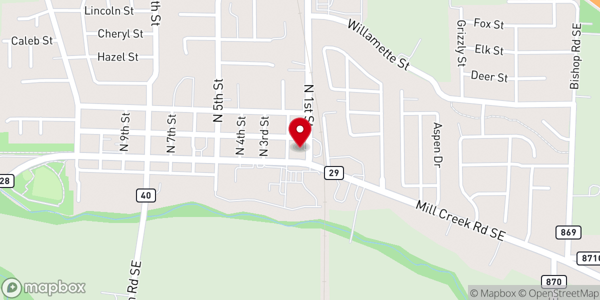 Map showing location of Mountain View Church