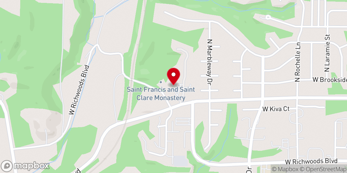 Map showing location of Monastery of St. Francis & St. Clare