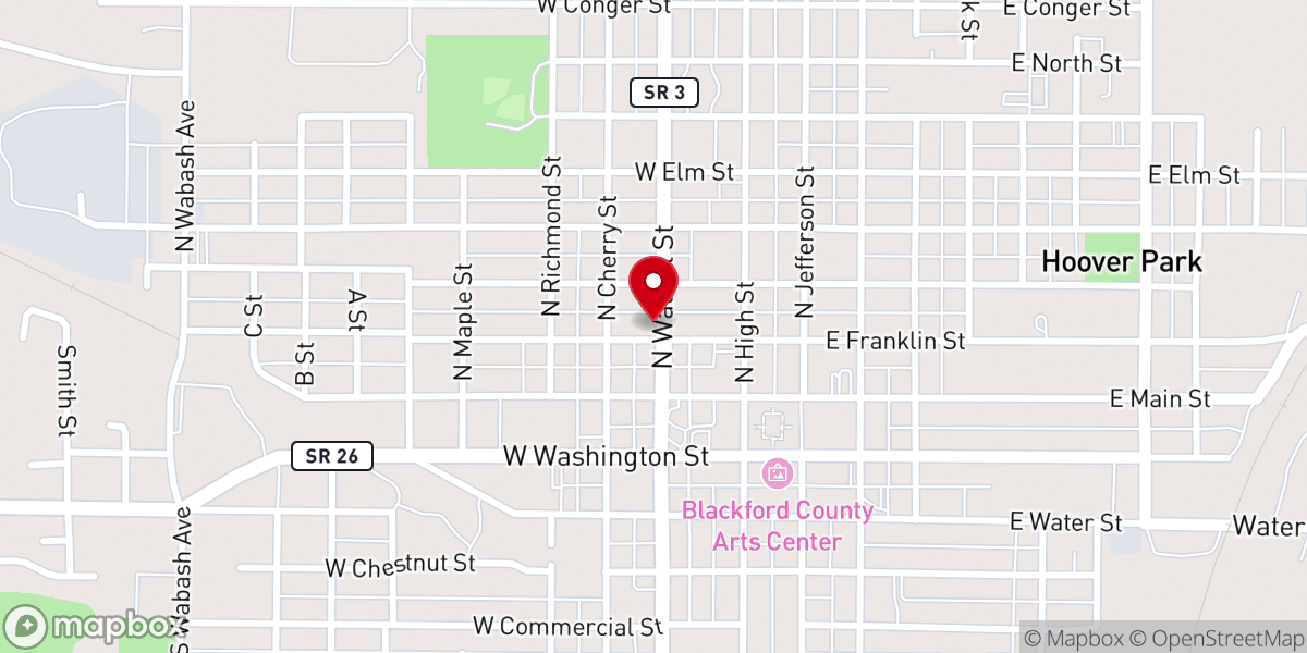 Map showing location of Trinity Church Hartford City