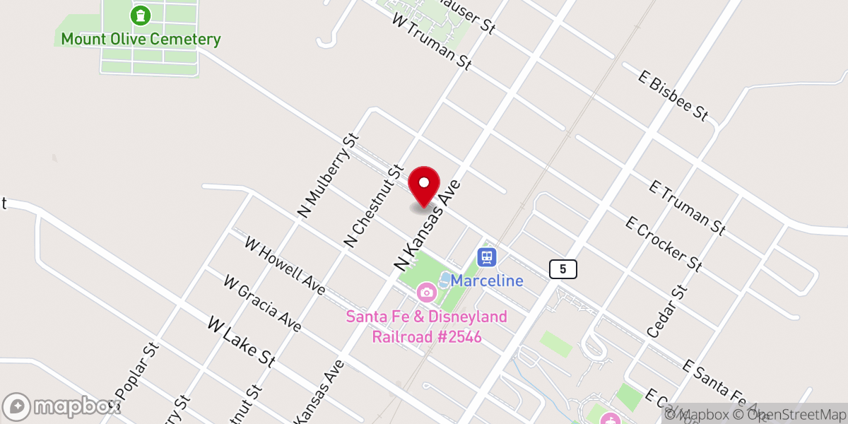 Map showing location of Marceline United Methodist Church