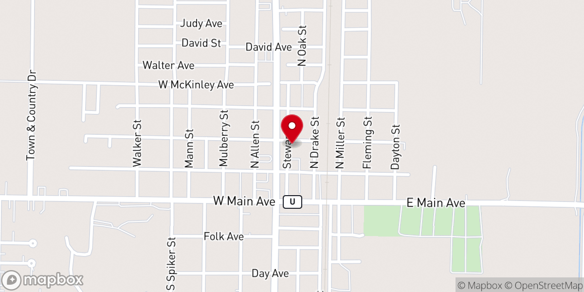 Map showing location of Bernie Christian Church