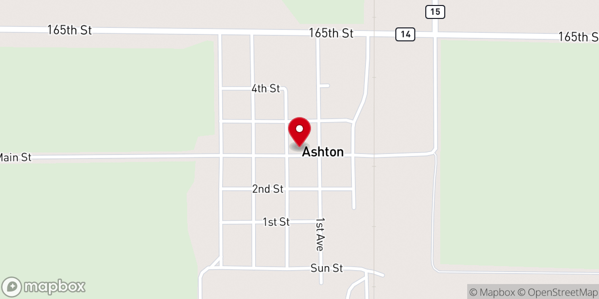 Map showing location of City of Ashton