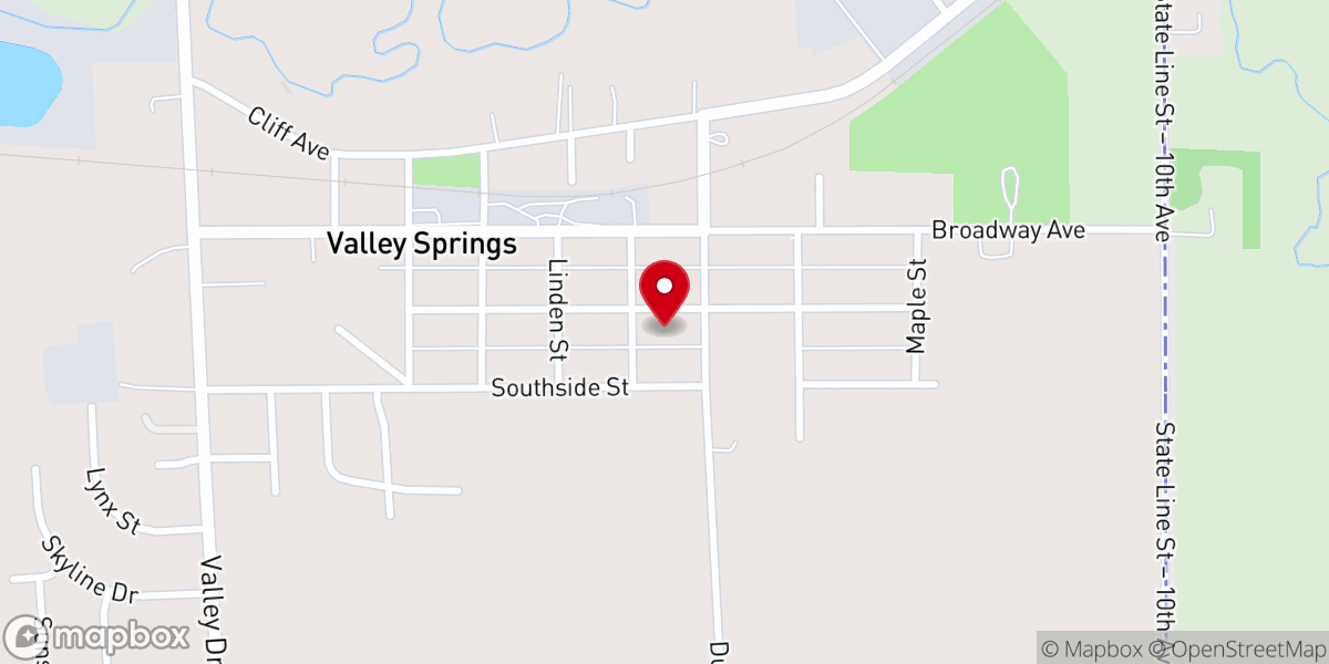 Map showing location of Valley Springs Reformed Church
