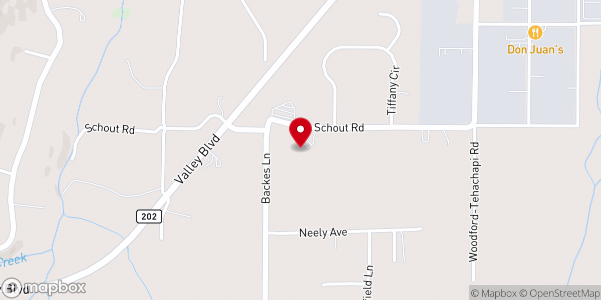 Map showing location of Tehachapi Valley United Methodist Church
