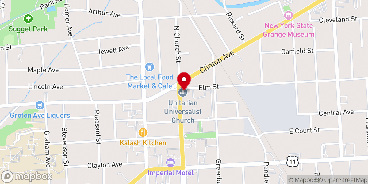 Map showing location of Unitarian Universalist Church of Cortland