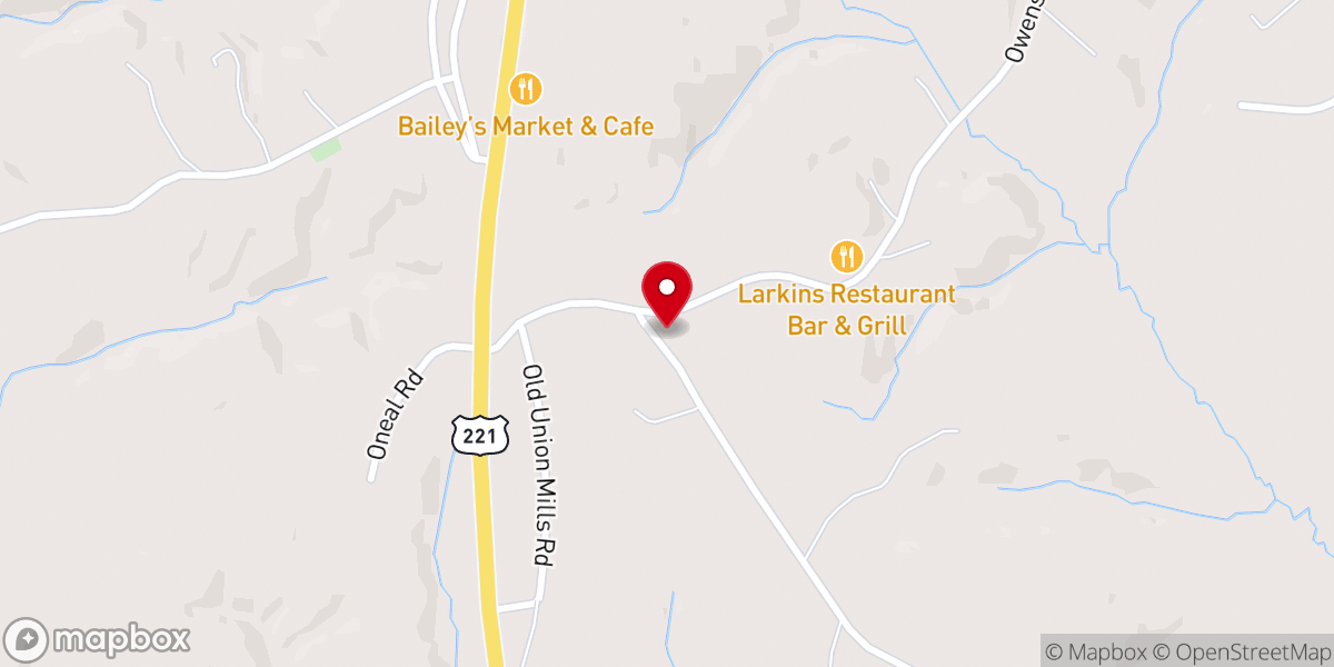 Map showing location of Owens Chapel