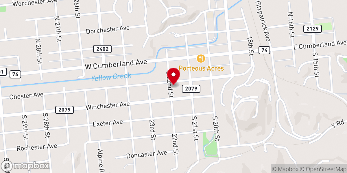 Map showing location of Chester Avenue Baptist Church