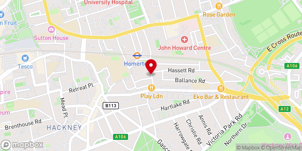 Map showing location of Homerton Baptist Church