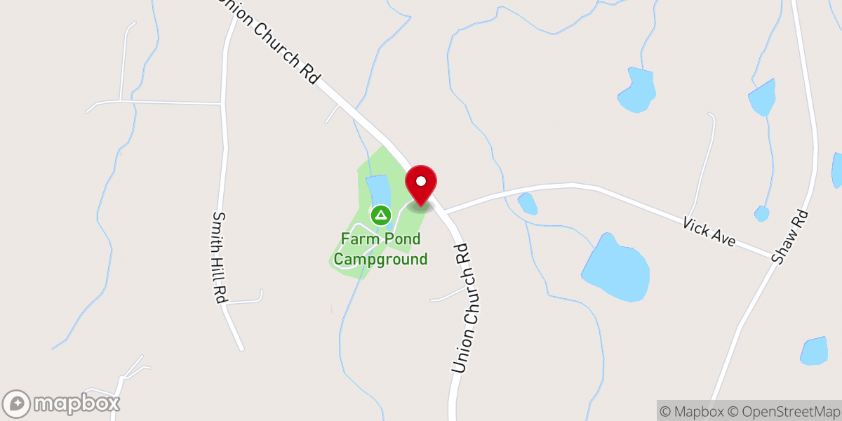Map showing location of Farm Pond Campground