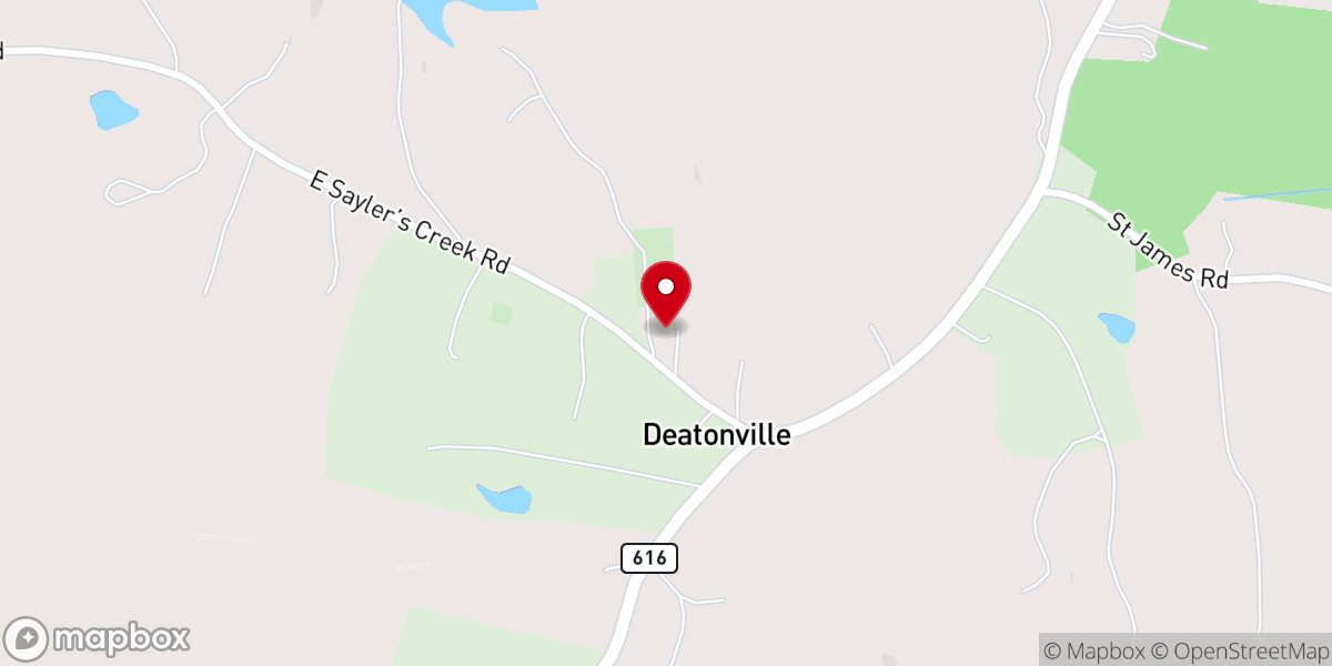 Map showing location of Sandy Creek Church
