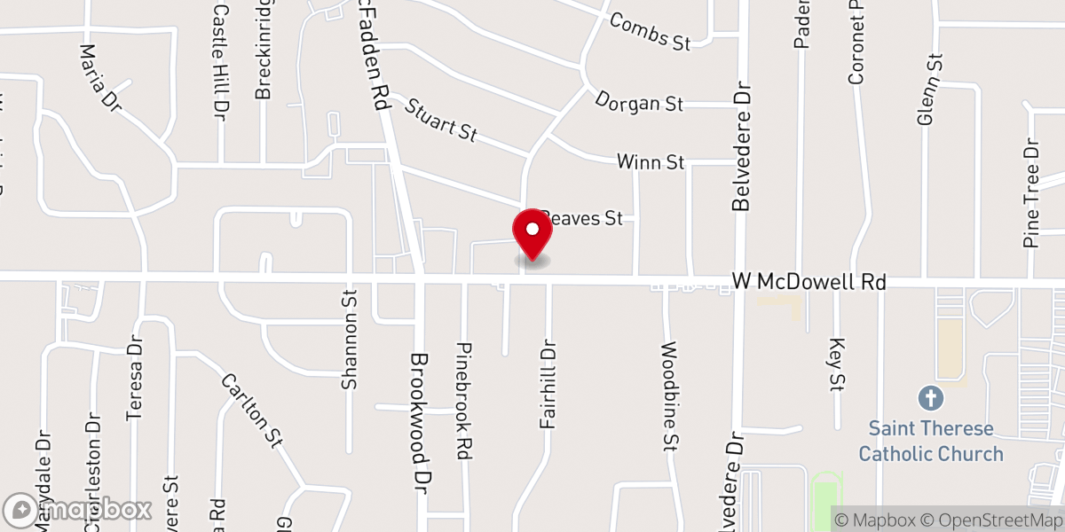 Map showing location of First Cumberland Presbyterian Church