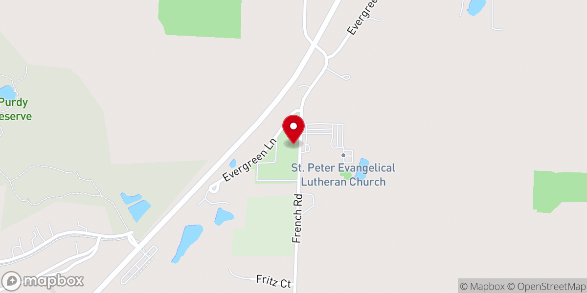 Map showing location of Historic St. Peter Ev. Lutheran Church