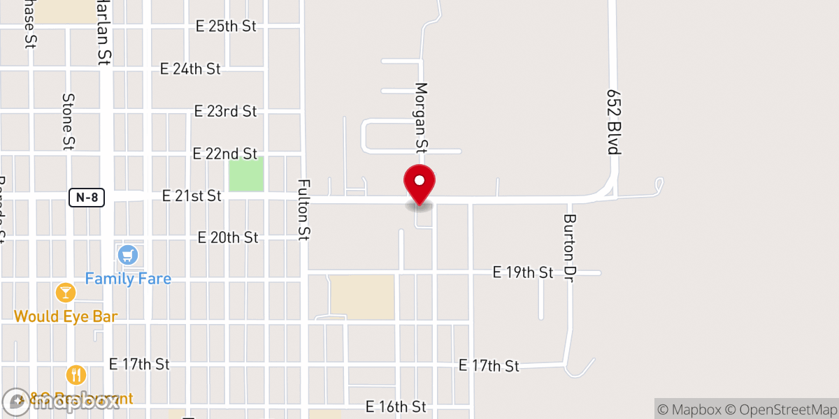 Map showing location of Valley Avenue Baptist Church Falls City