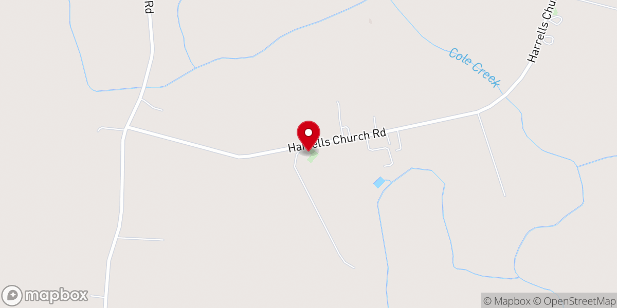 Map showing location of Harrell’s Methodist Church