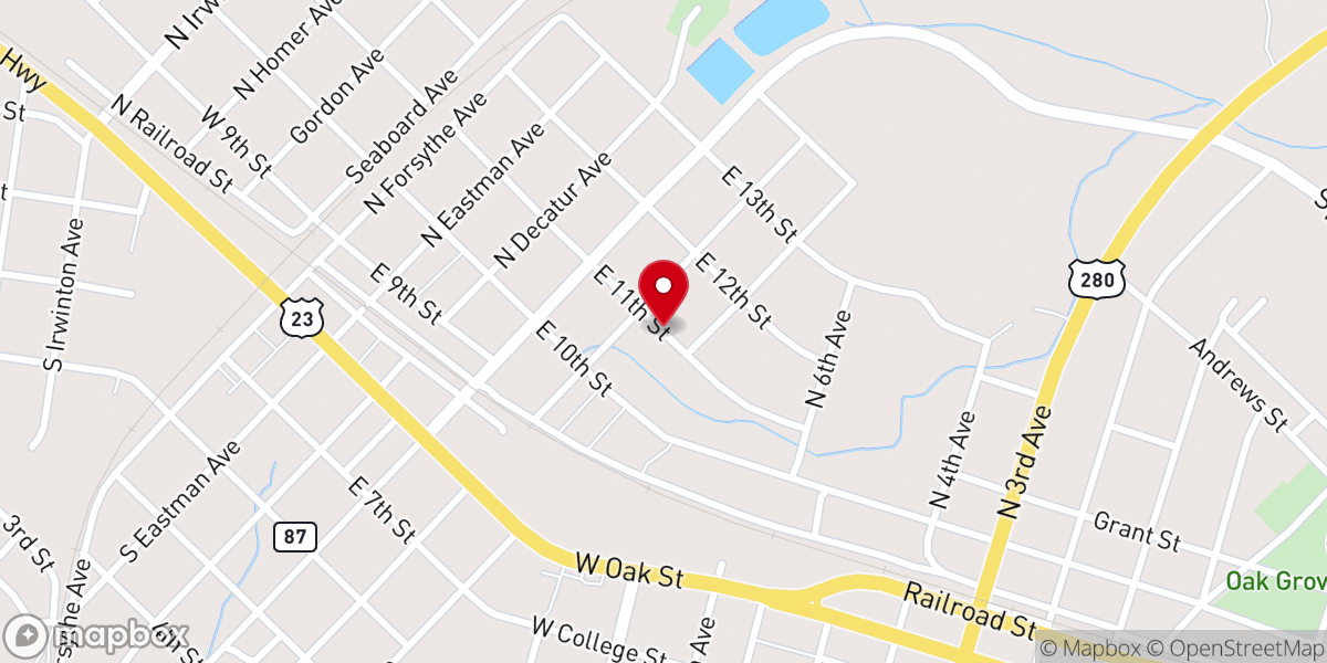 Map showing location of Pentecostal Church
