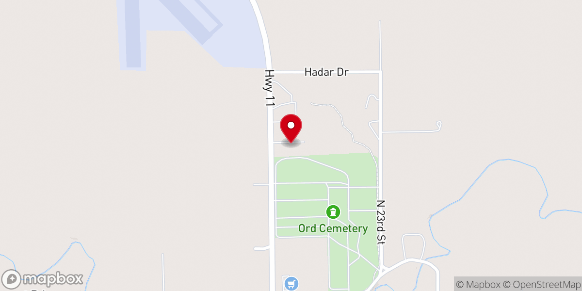 Map showing location of Ord Christian Church