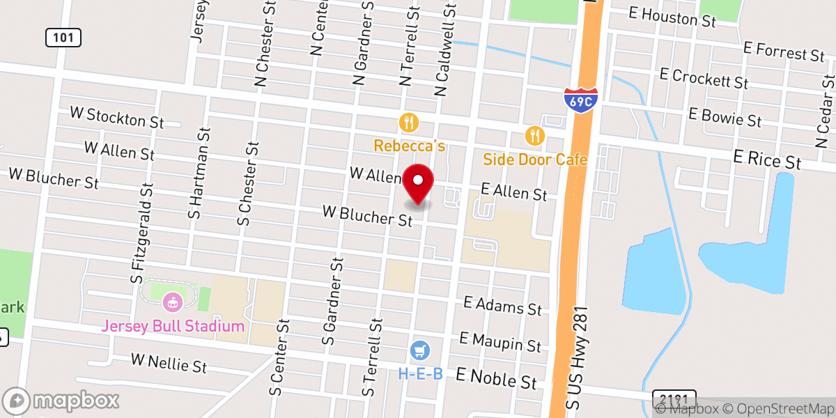 Map showing location of Sacred Heart Catholic Church