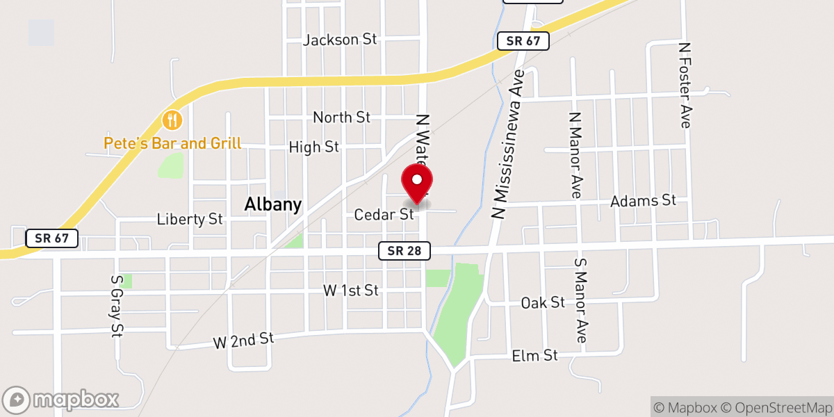 Map showing location of Albany Christian Church