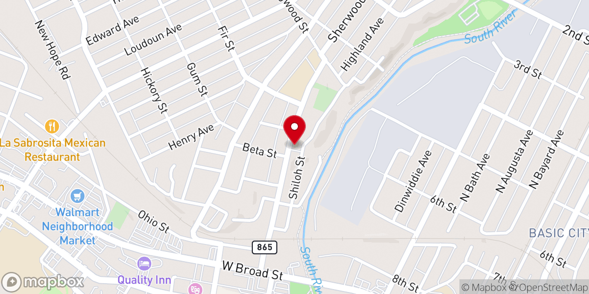 Map showing location of Pleasant View African Methodist Episcopal Church