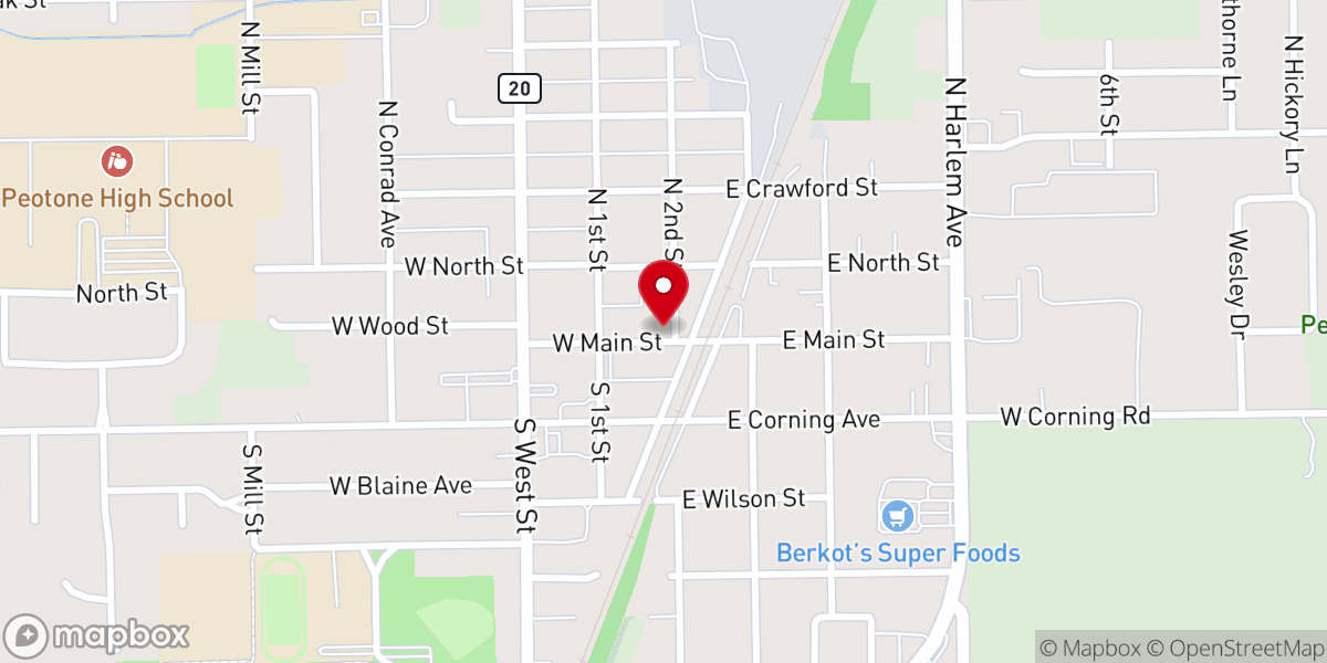 Map showing location of Corner Cafe