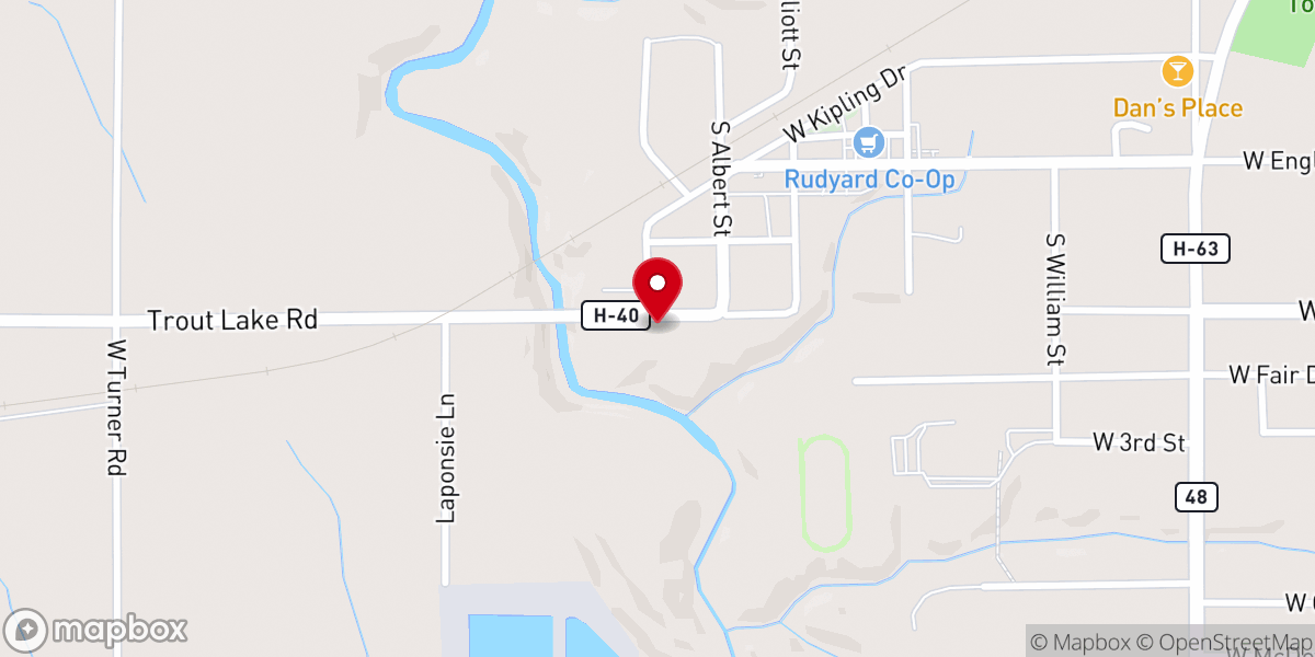 Map showing location of Saint Joseph Roman Catholic Church, Rudyard