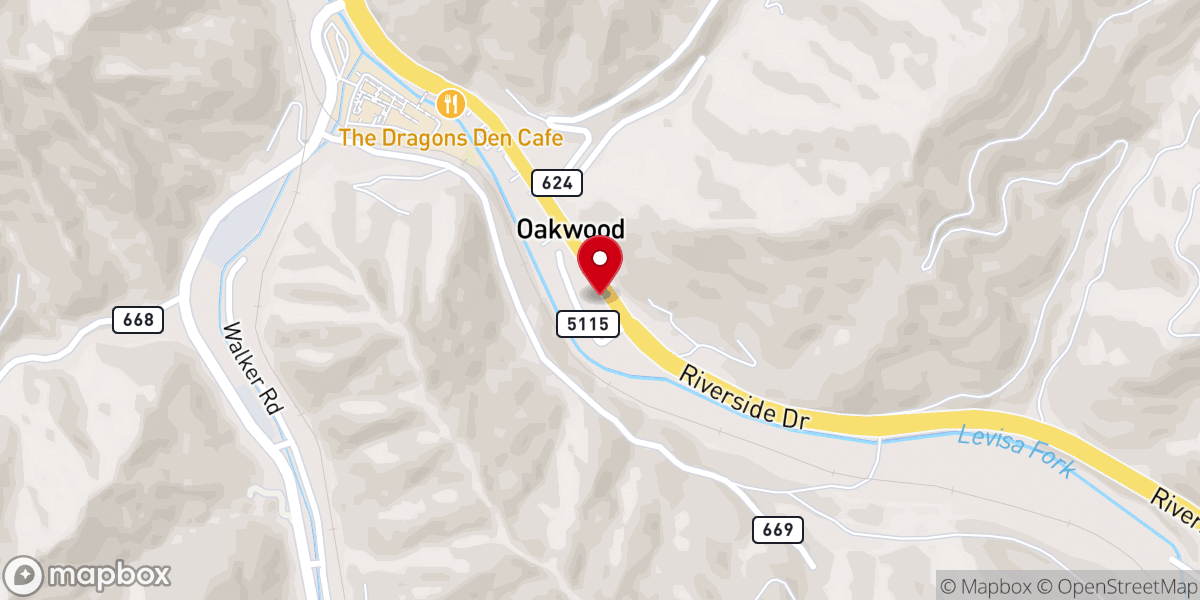 Map showing location of Oakwood Church of Christ
