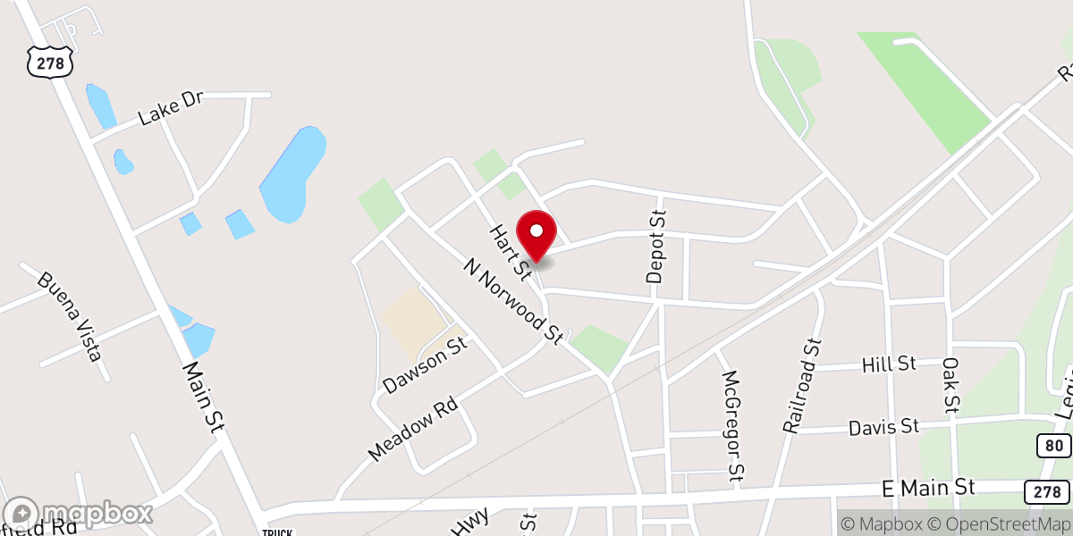 Map showing location of Pleasant Grove Baptist Church