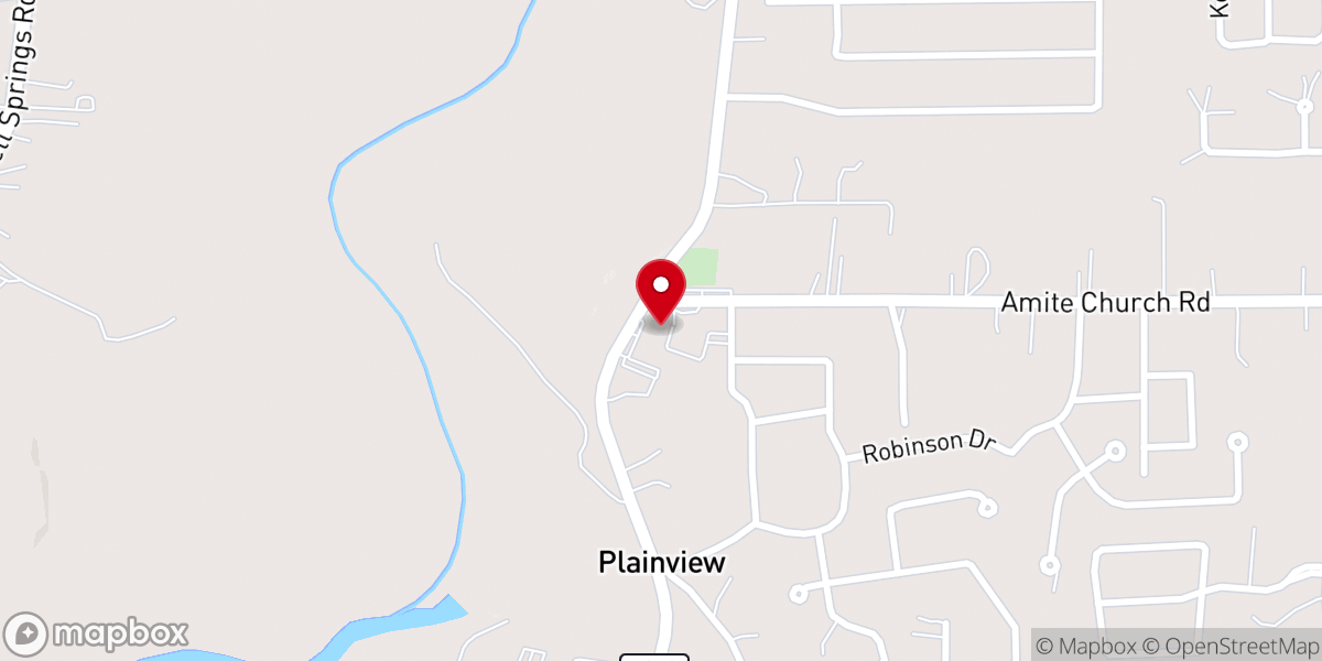 Map showing location of Amite Baptist Church