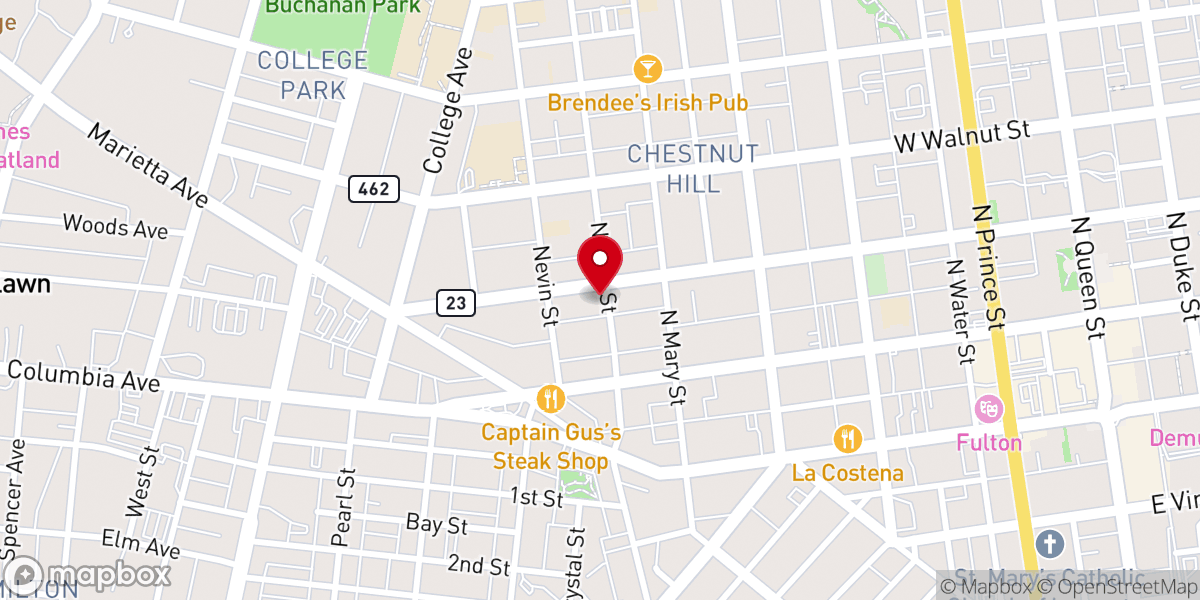 Map showing location of Unitarian Universalist Church of Lancaster