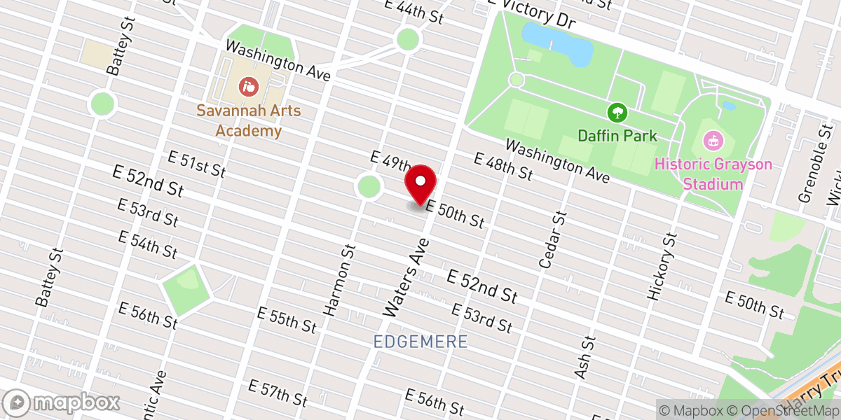 Map showing location of Fiftieth Street Church of Christ