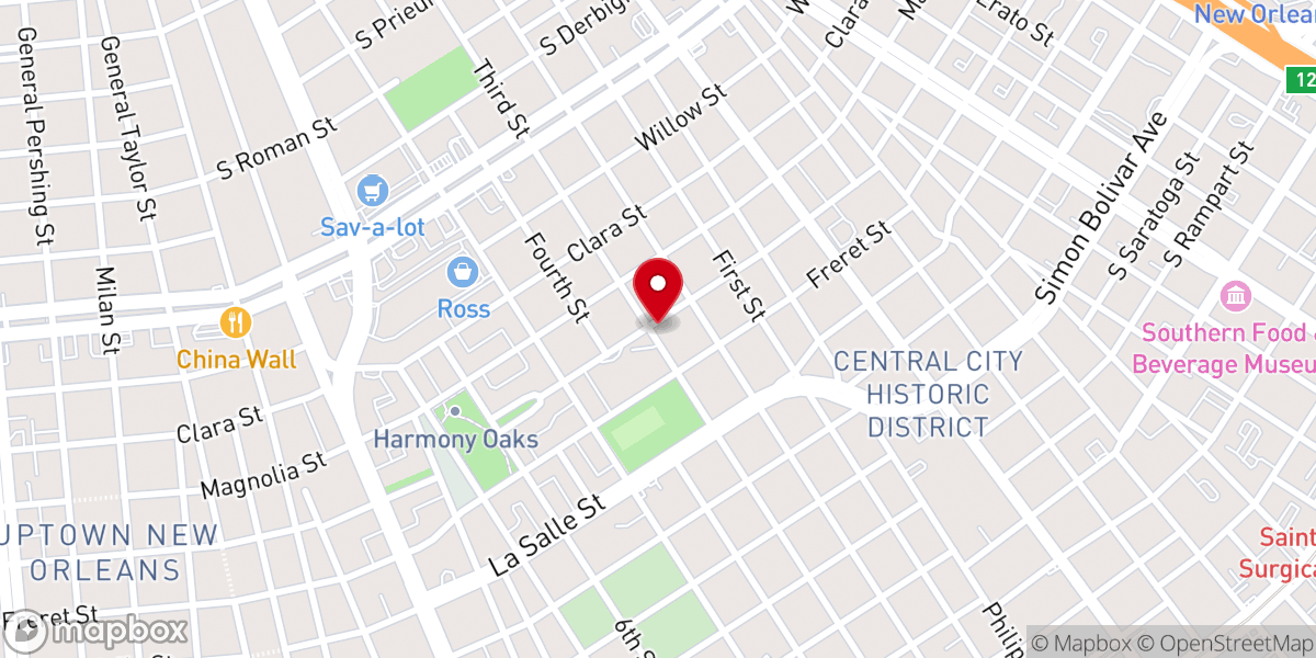 Map showing location of Second True Love Baptist Church