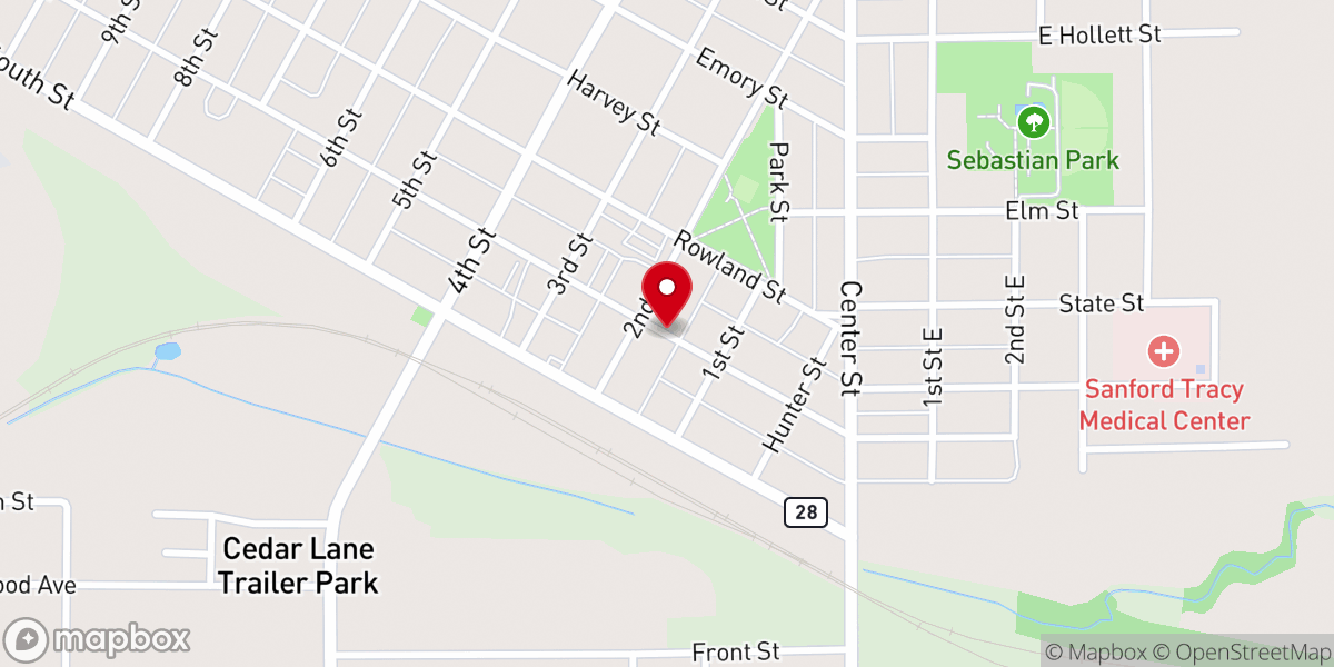Map showing location of Tracy United Methodist Church