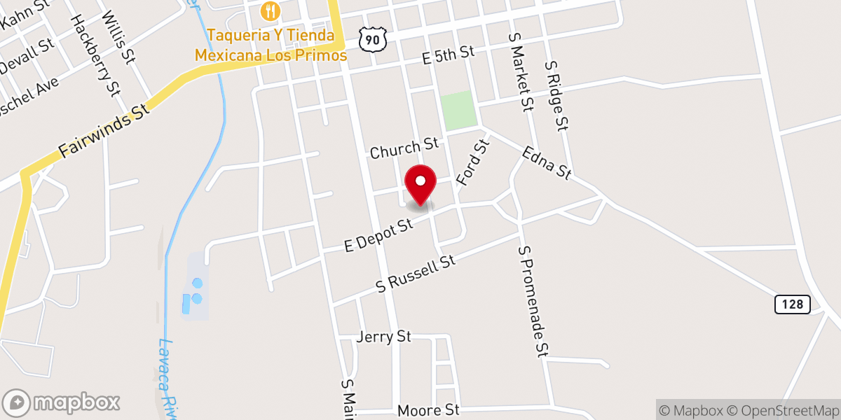 Map showing location of Hallettsville Community Church