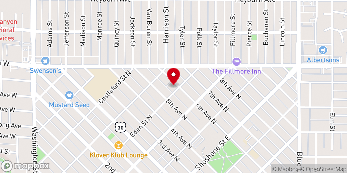Map showing location of Canyon Crossing Church