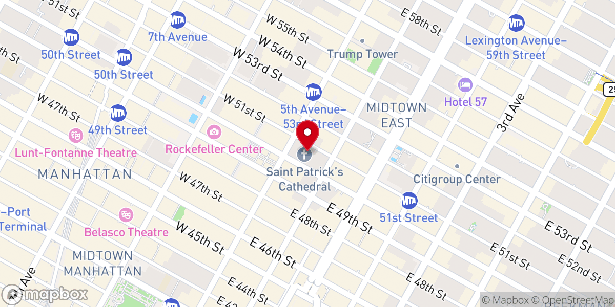 Map showing location of Saint Patrick’s Cathedral