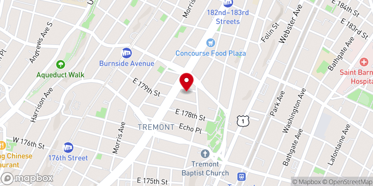 Map showing location of First New York Bible Missionary Church