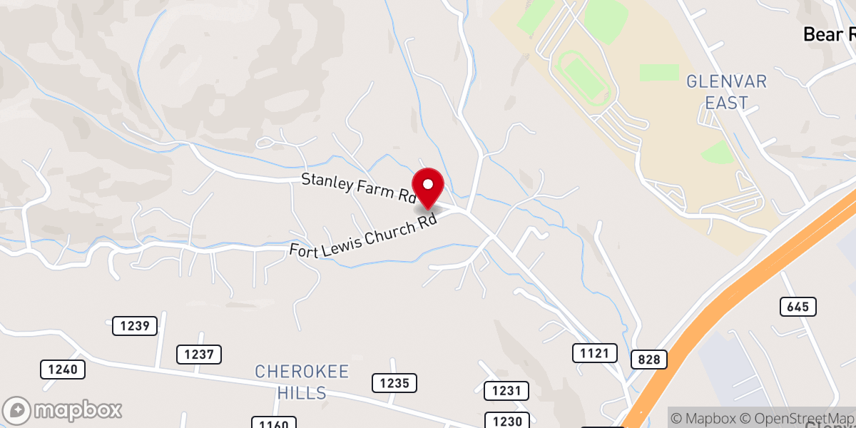 Map showing location of Glenvar Baptist Church