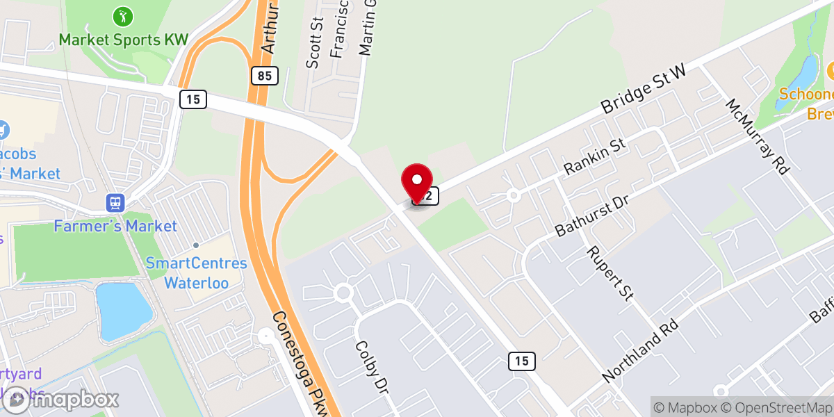 Map showing location of Martins Mennonite Church (Markham Waterloo Mennonite Conference)