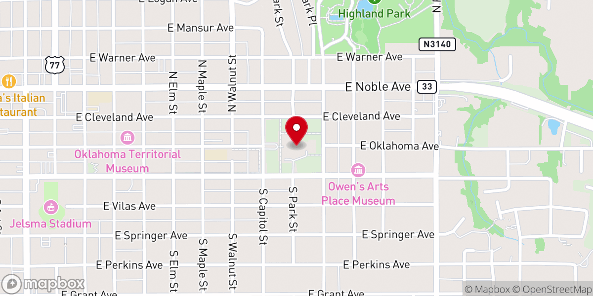 Map showing location of Temple of the Scottish Rite of Freemasonry in Guthrie