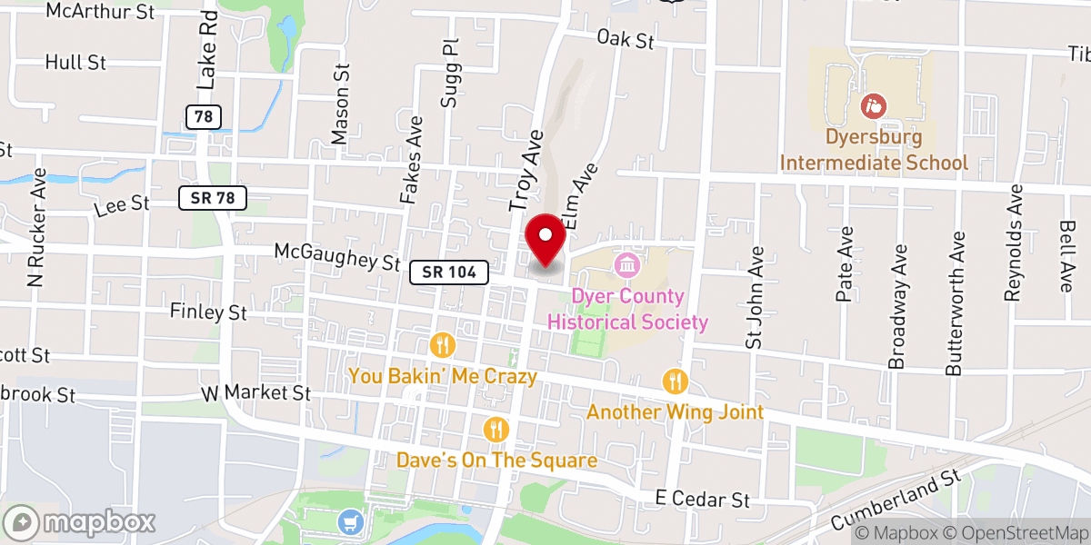 Map showing location of Finley United Methodist Church