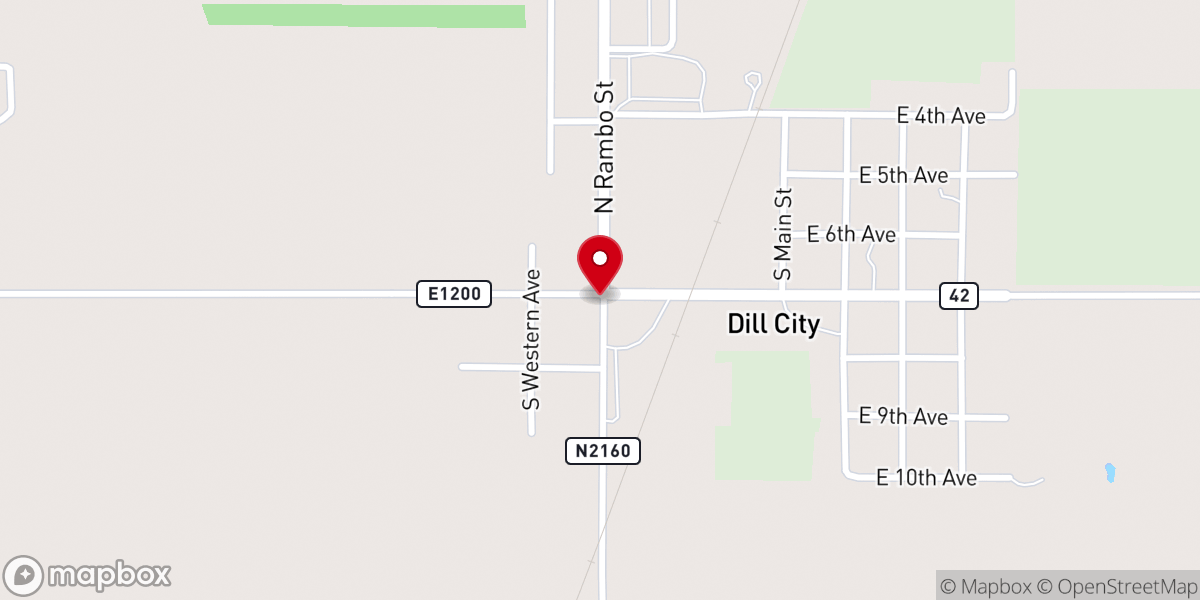 Map showing location of Dill City