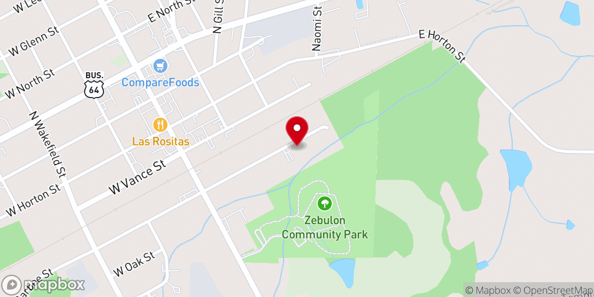 Map showing location of Zebulon First Baptist