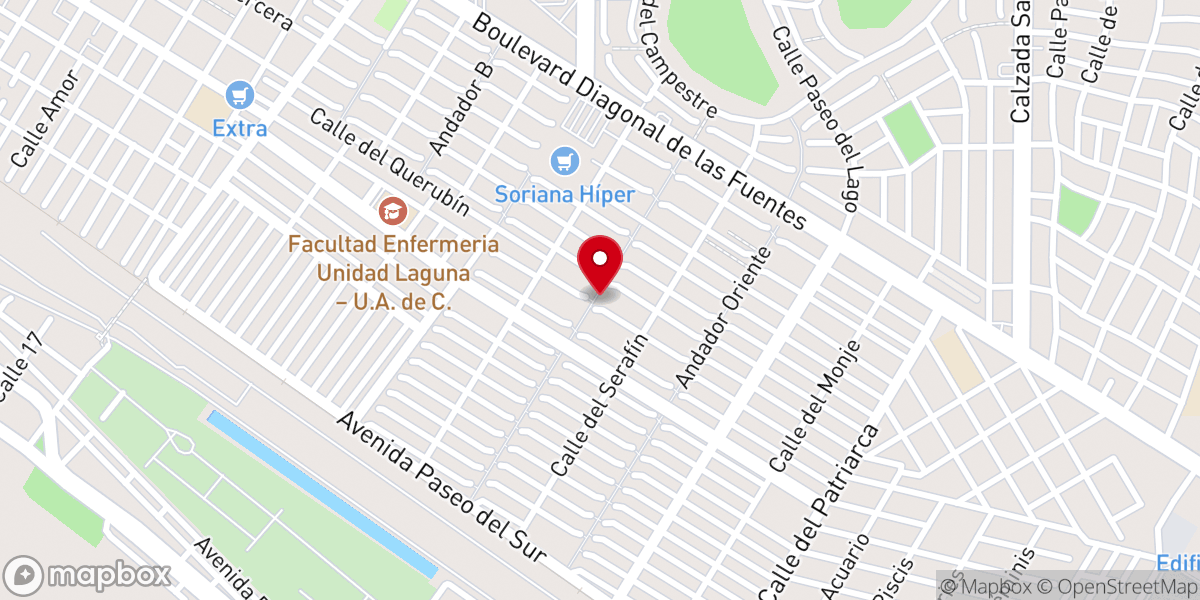 Map showing location of Parroquia del Espiritu Santo en Torreón