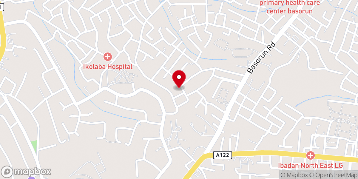 Map showing location of Solid Rock Baptist church Oluwo Ibadan