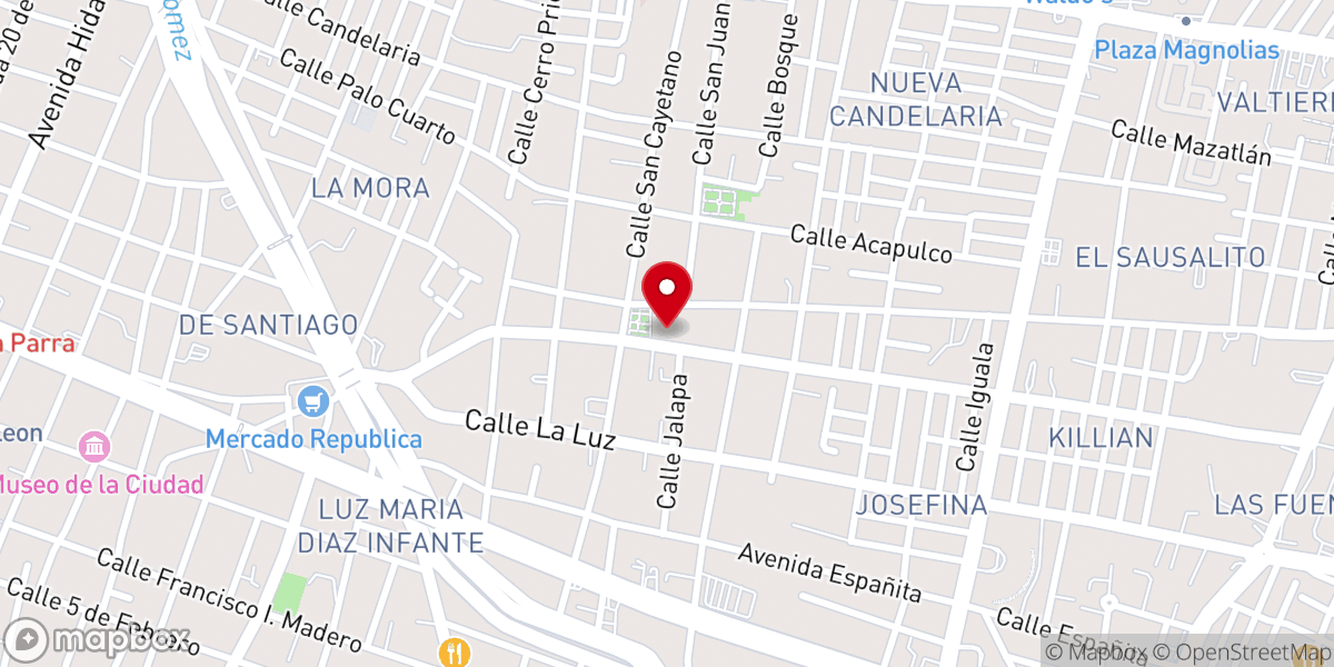 Map showing location of Templo de San Francisco de Asís