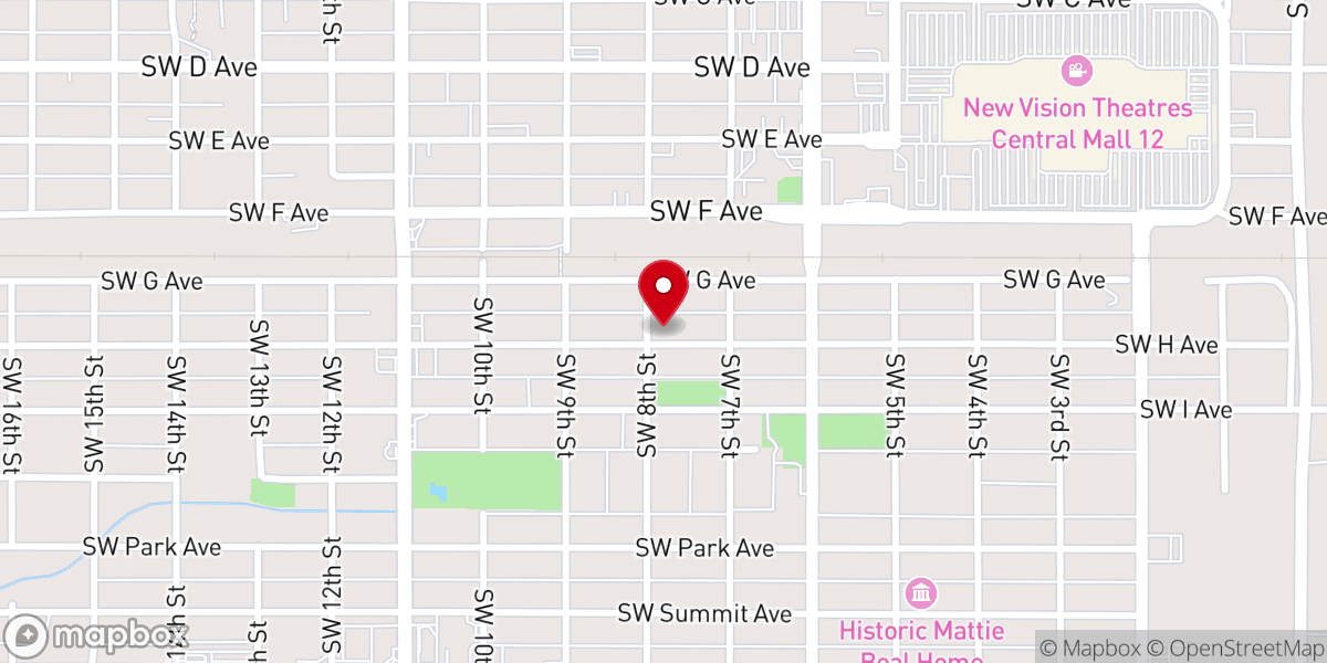 Map showing location of Calvary Baptist Church