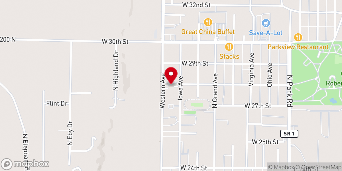 Map showing location of Western Avenue Baptist Church