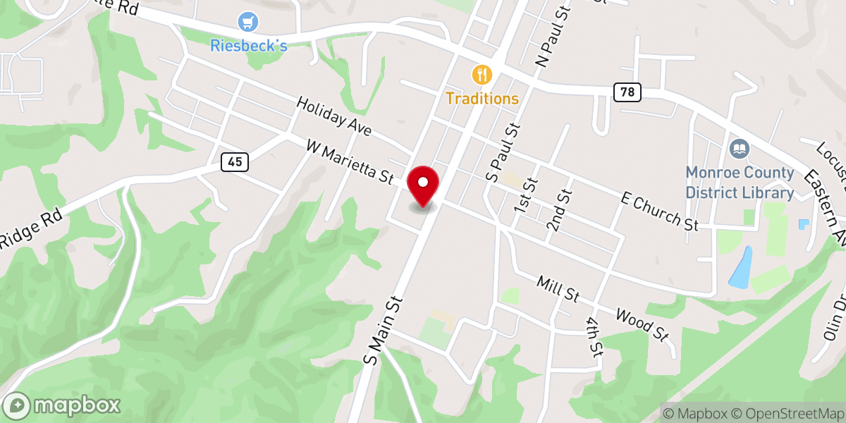 Map showing location of St. Paul's United Church of Christ