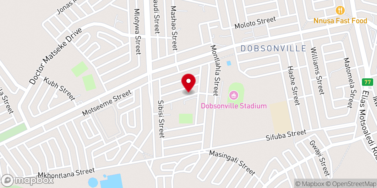 Map showing location of Tshireletsong Ya Modimo Apostolic Church