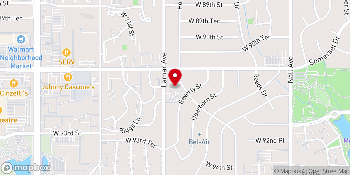 Map showing location of Bethany Lutheran Church - Overland Park
